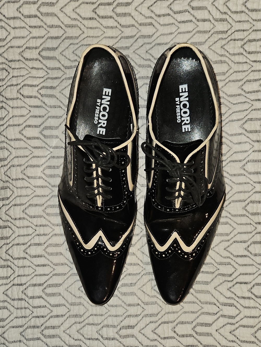 ENCORE Patent Leather Spectator, Tuxedo Shoes
